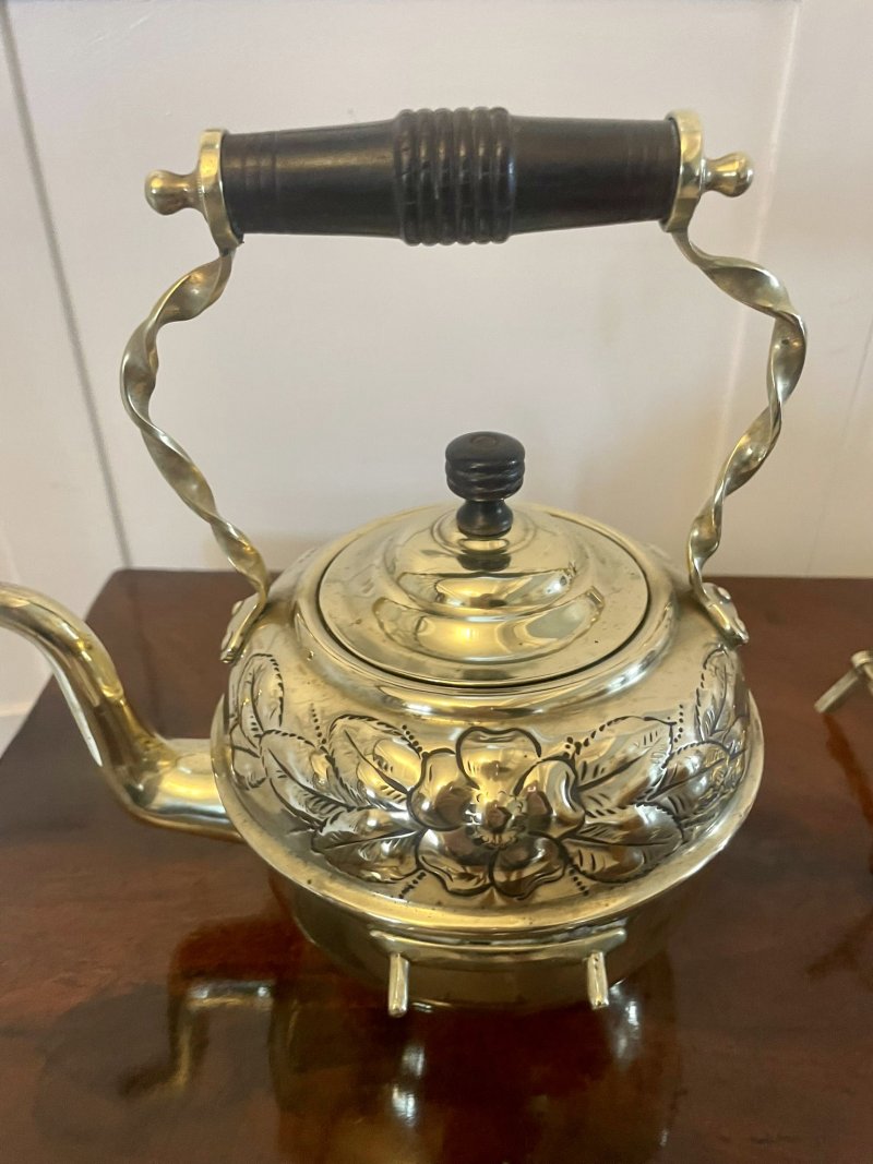 Antique Victorian Quality Brass Spirit Kettle on Stand - Image 8